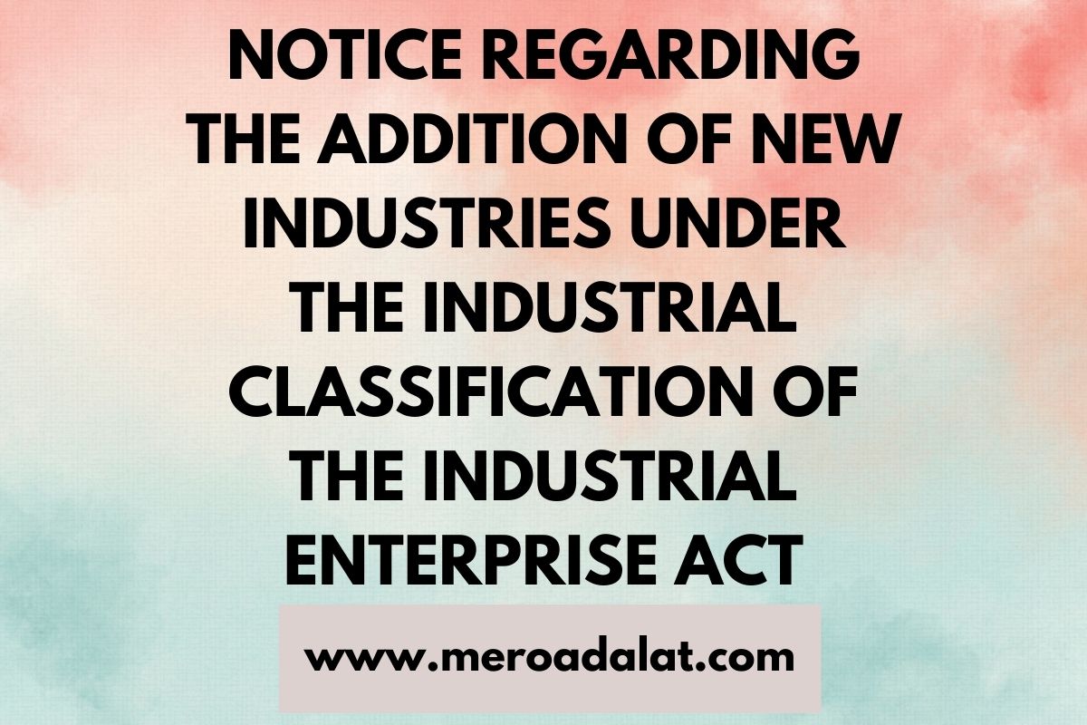 Notice regarding the Addition of New Industries under the Industrial Classification of the Industrial Enterprise Act